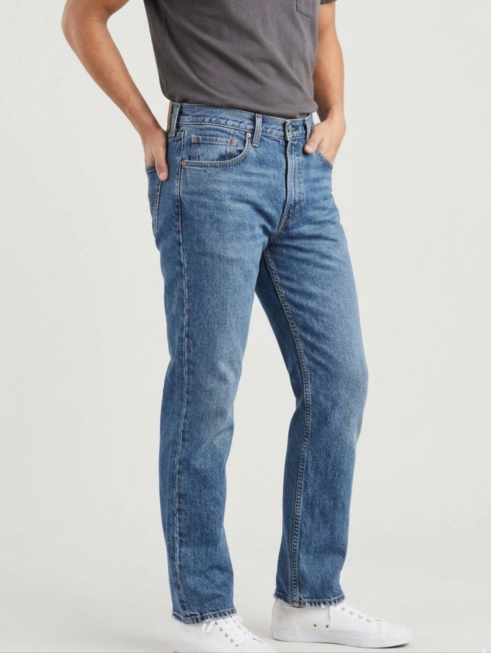 Levi's 505 Men's Regular Fit Straight Leg Jeans 31x32 Dark Wash Blue Non-Stretch